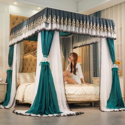 91家纺网 家纺一手货源 找家纺 （总）迪凡保罗蚊帐 新款5826四柱导轨落地双层遮光帘蚊帐