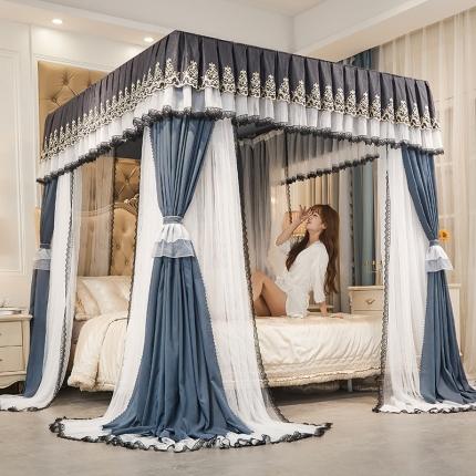 91家纺网 家纺一手货源 找家纺 （总）迪凡保罗蚊帐 新款5826四柱导轨落地双层遮光帘蚊帐