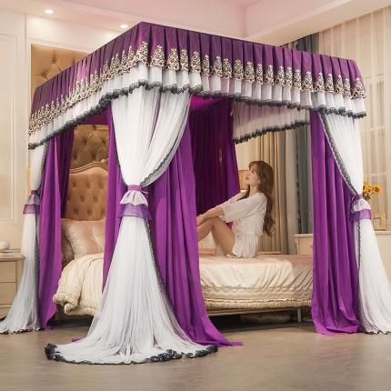 91家纺网 家纺一手货源 找家纺 （总）迪凡保罗蚊帐 新款5826四柱导轨落地双层遮光帘蚊帐