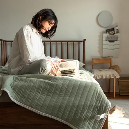 法芙娜家纺 天竺棉夏凉被全棉空调被纯棉夏被纯色豆绿