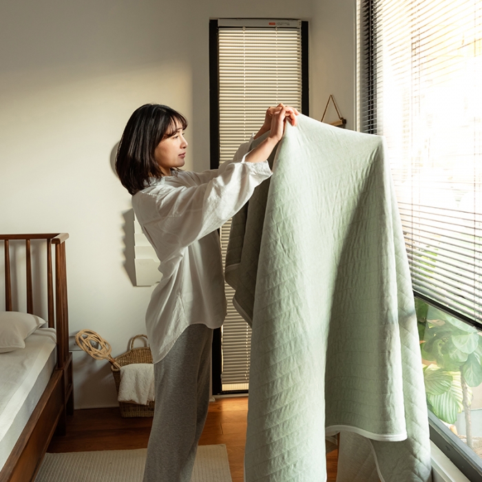 91家纺网 家纺一手货源 找家纺 法芙娜家纺 天竺棉夏凉被全棉空调被纯棉夏被纯色豆绿