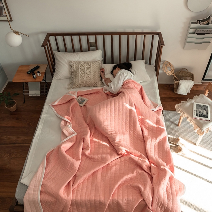 91家纺网 家纺一手货源 找家纺 法芙娜家纺 天竺棉夏凉被全棉空调被纯棉夏被纯色豆沙