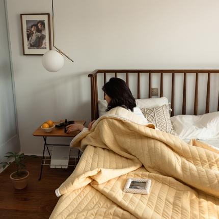 法芙娜家纺 天竺棉夏凉被全棉空调被纯棉夏被纯色姜黄