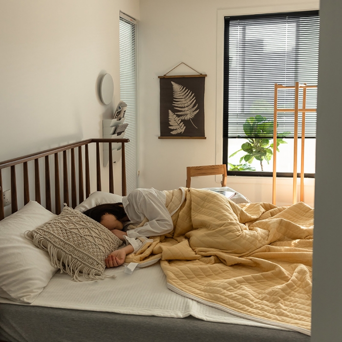 91家纺网 家纺一手货源 找家纺 法芙娜家纺 天竺棉夏凉被全棉空调被纯棉夏被纯色姜黄