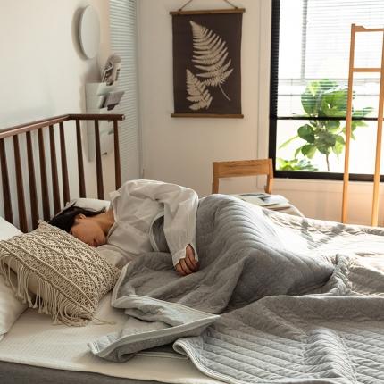 法芙娜家纺 天竺棉夏凉被全棉空调被纯棉夏被纯色浅灰