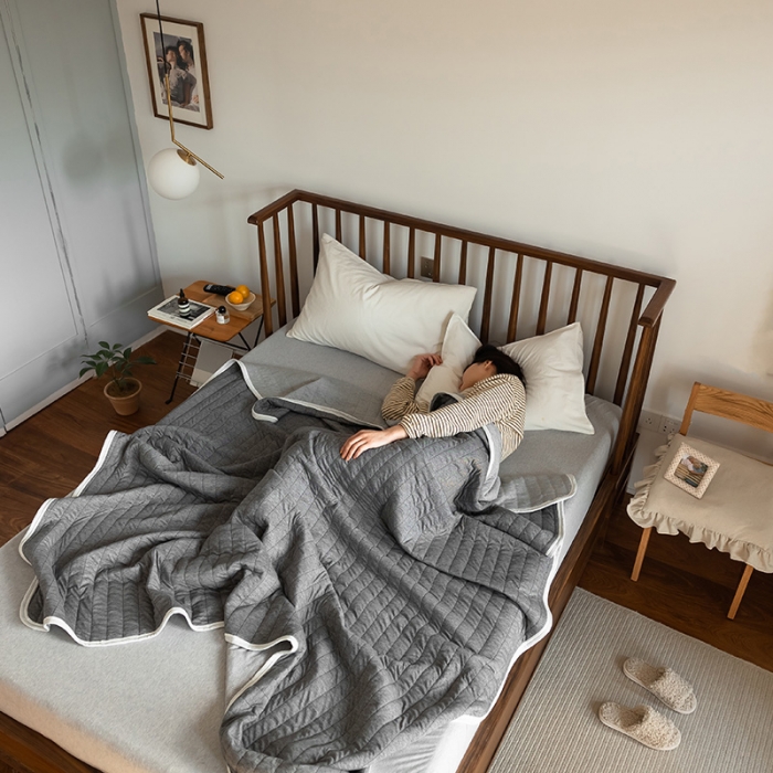 91家纺网 家纺一手货源 找家纺 法芙娜家纺 天竺棉夏凉被全棉空调被纯棉夏被纯色深灰