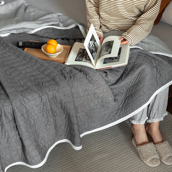 91家纺网 家纺一手货源 找家纺 法芙娜家纺 天竺棉夏凉被全棉空调被纯棉夏被纯色深灰