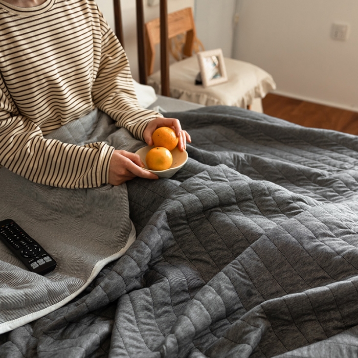 91家纺网 家纺一手货源 找家纺 法芙娜家纺 天竺棉夏凉被全棉空调被纯棉夏被纯色深灰