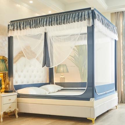91家纺网 家纺一手货源 找家纺 迪凡保罗 2021新款5838U型外穿杆拉链坐床式蚊帐 蓝灰
