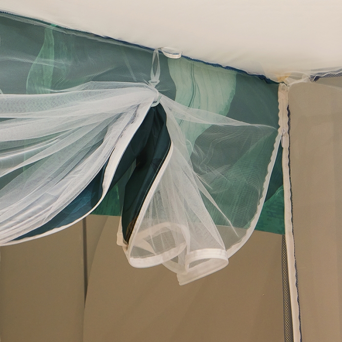 91家纺网 家纺一手货源 找家纺 坐床式蚊帐儿童防摔防蚊拉链方帐铁艺加厚加固支架睡帐 热带雨林