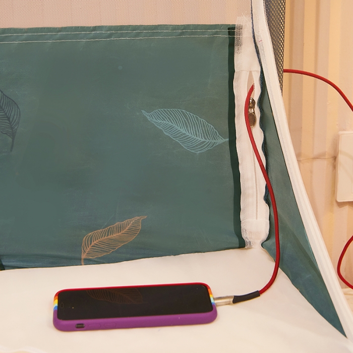 91家纺网 家纺一手货源 找家纺 坐床式蚊帐儿童防摔防蚊拉链方帐铁艺加厚加固支架睡帐 热带雨林