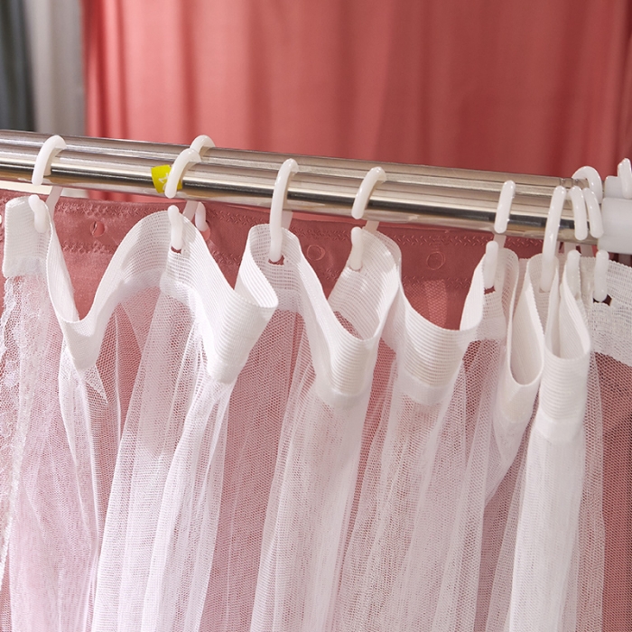 91家纺网 家纺一手货源 找家纺 迪凡保罗蚊 2021新款5839双横杆落地双层遮光帘蚊帐 红玉色