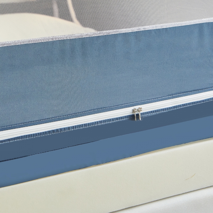 91家纺网 家纺一手货源 找家纺 迪凡保罗 2021新款5838U型外穿杆拉链坐床式蚊帐 蓝灰