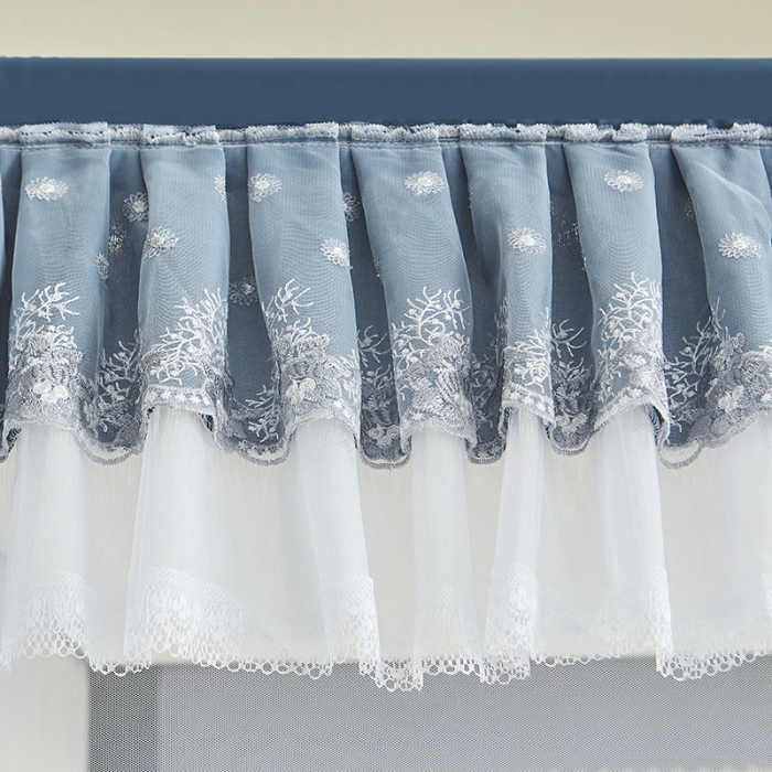 91家纺网 家纺一手货源 找家纺 迪凡保罗 2021新款5838U型外穿杆拉链坐床式蚊帐 蓝灰