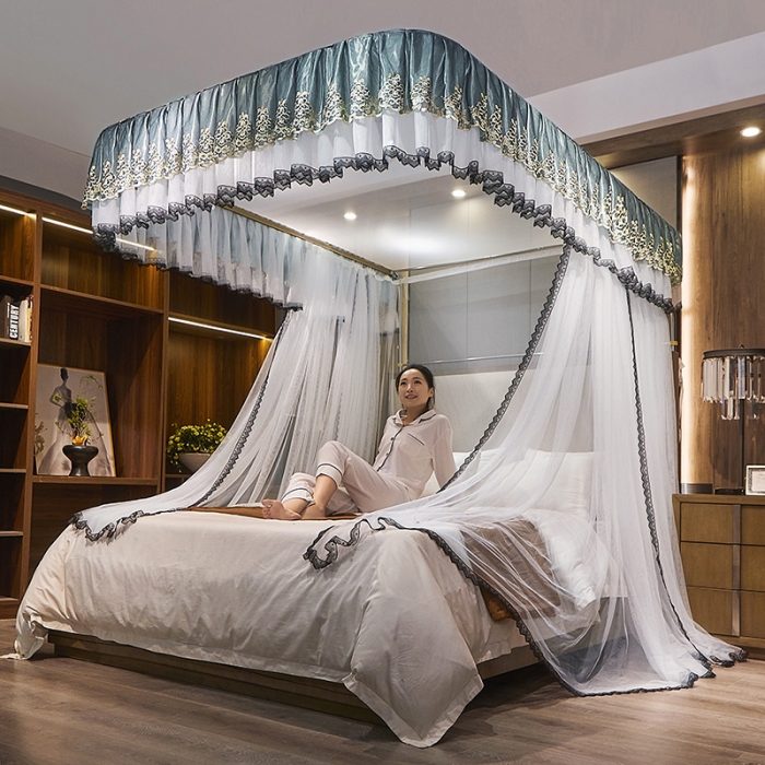 91家纺网 家纺一手货源 找家纺 迪凡保罗新款A33广东拉绳土豪金手动导轨蚊帐三开门 白色