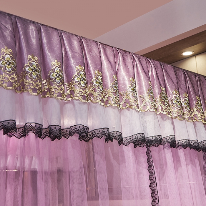 91家纺网 家纺一手货源 找家纺 迪凡保罗新款A33广东拉绳土豪金手动导轨蚊帐三开门 粉红