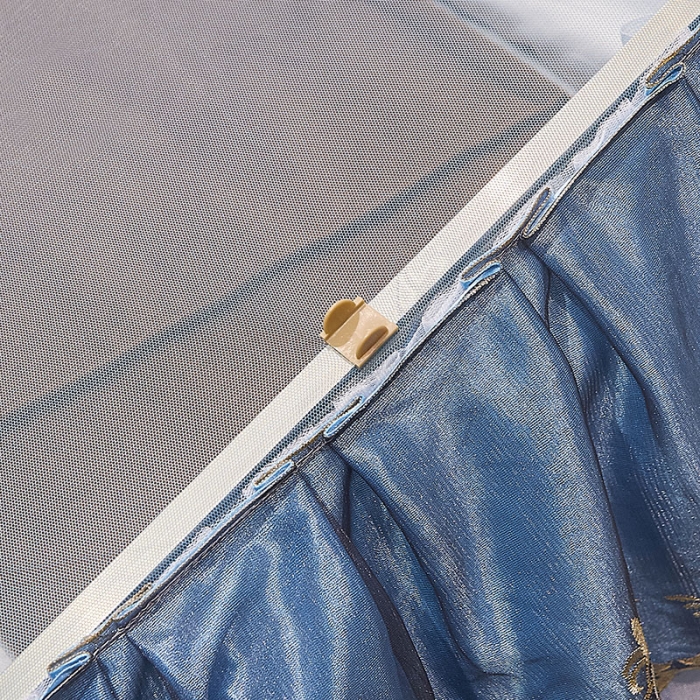 91家纺网 家纺一手货源 找家纺 迪凡保罗新款A33广东拉绳土豪金手动导轨蚊帐三开门 孔蓝