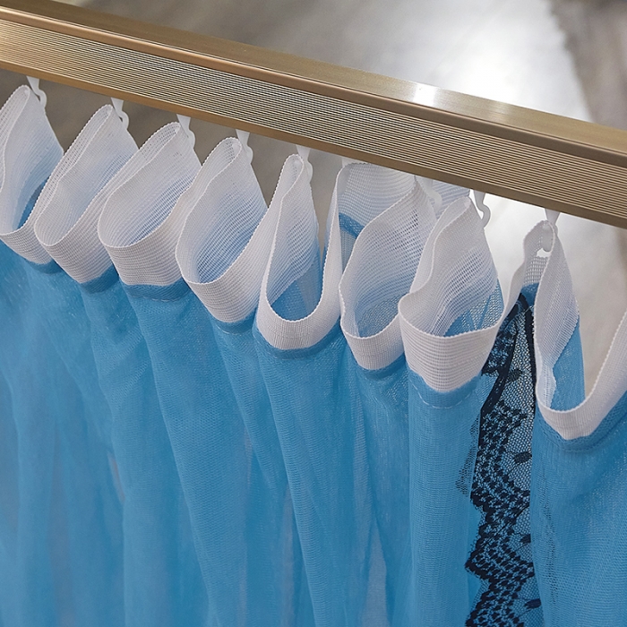 91家纺网 家纺一手货源 找家纺 迪凡保罗新款A33广东拉绳土豪金手动导轨蚊帐三开门 孔蓝