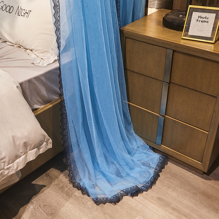 91家纺网 家纺一手货源 找家纺 迪凡保罗新款A33广东拉绳土豪金手动导轨蚊帐三开门 孔蓝