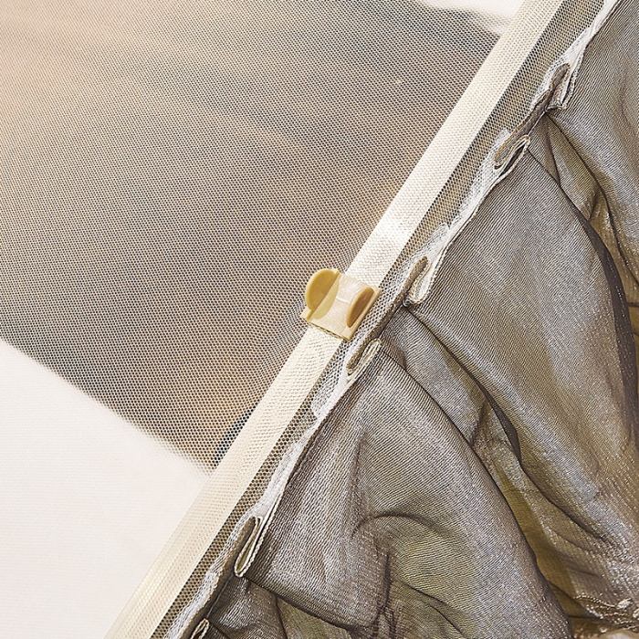 91家纺网 家纺一手货源 找家纺 迪凡保罗新款A33广东拉绳土豪金手动导轨蚊帐三开门 米黄