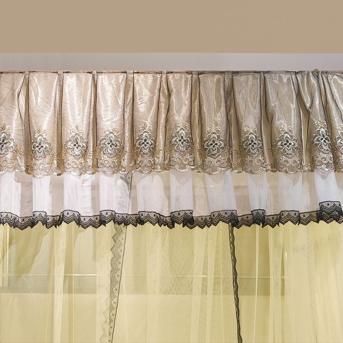 91家纺网 家纺一手货源 找家纺 迪凡保罗新款A33广东拉绳土豪金手动导轨蚊帐三开门 米黄