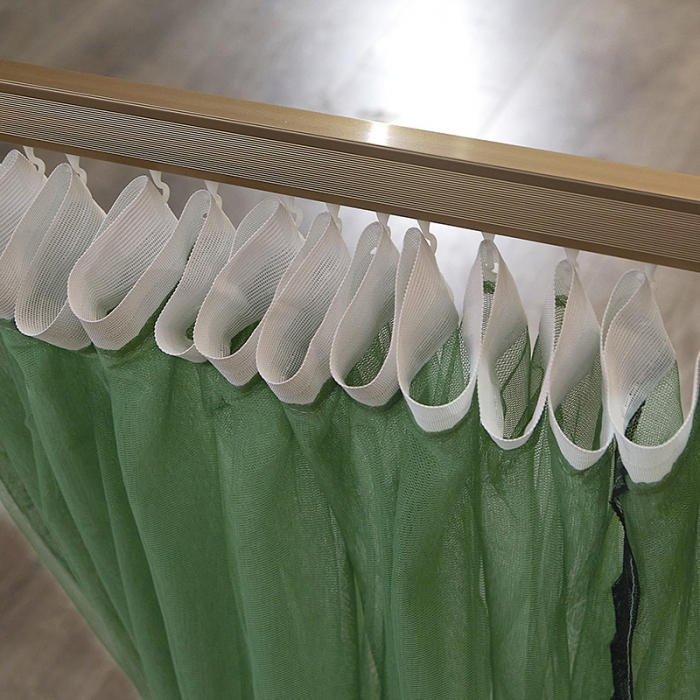 91家纺网 家纺一手货源 找家纺 迪凡保罗新款A33广东拉绳土豪金手动导轨蚊帐三开门 抹茶绿