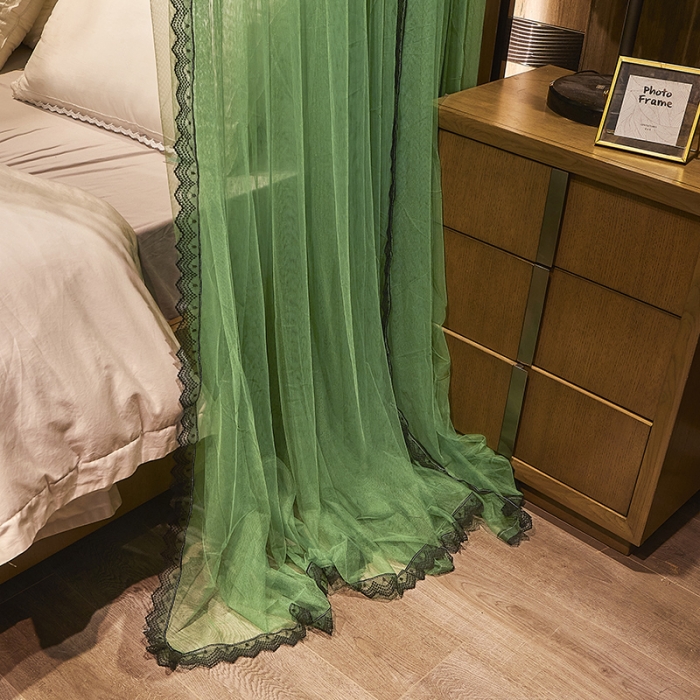 91家纺网 家纺一手货源 找家纺 迪凡保罗新款A33广东拉绳土豪金手动导轨蚊帐三开门 抹茶绿