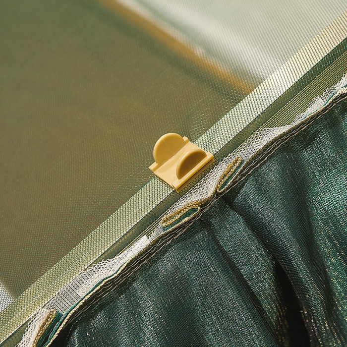 91家纺网 家纺一手货源 找家纺 迪凡保罗新款A33广东拉绳土豪金手动导轨蚊帐三开门 墨绿