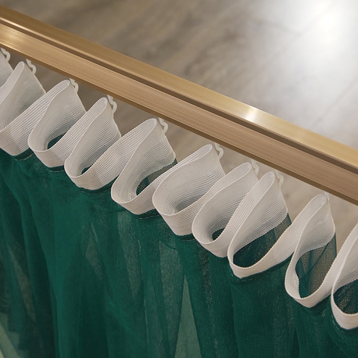 91家纺网 家纺一手货源 找家纺 迪凡保罗新款A33广东拉绳土豪金手动导轨蚊帐三开门 墨绿