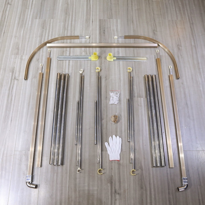 91家纺网 家纺一手货源 找家纺 迪凡保罗新款A34广东拉绳土豪金手动导轨蚊帐三开门 米黄