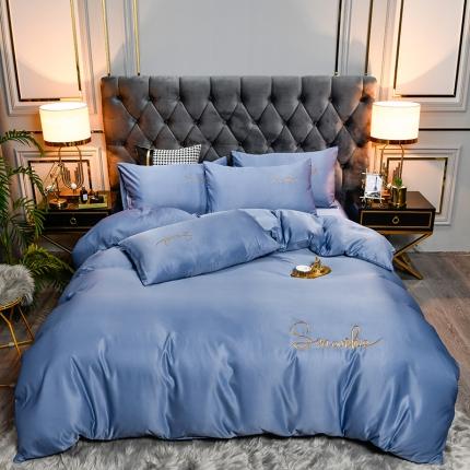 91家纺网 家纺一手货源 找家纺 （总）意尚风情2023水洗真丝拼色绣花工艺款四件套