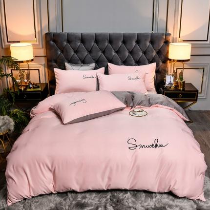 91家纺网 家纺一手货源 找家纺 （总）意尚风情2023水洗真丝拼色绣花工艺款四件套