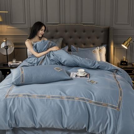 91家纺网 家纺一手货源 找家纺 （总）意尚风情 2023新款天丝提花蕾丝刺绣四件套