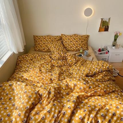 91家纺网 家纺一手货源 找家纺 尺素2021新款Ins韩国博主系列单被套INS可爱黄