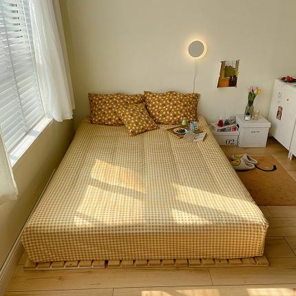 91家纺网 家纺一手货源 找家纺 尺素 2021新款Ins韩国博主系列单床笠INS可爱黄