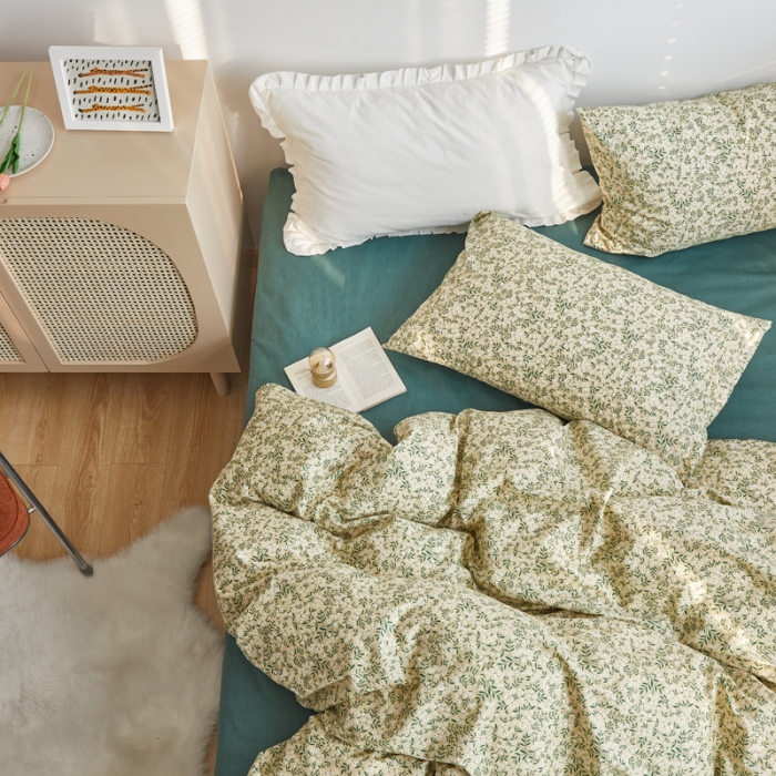 91家纺网 家纺一手货源 找家纺 怡家居 2021新款小碎花全棉田园四件套 情动