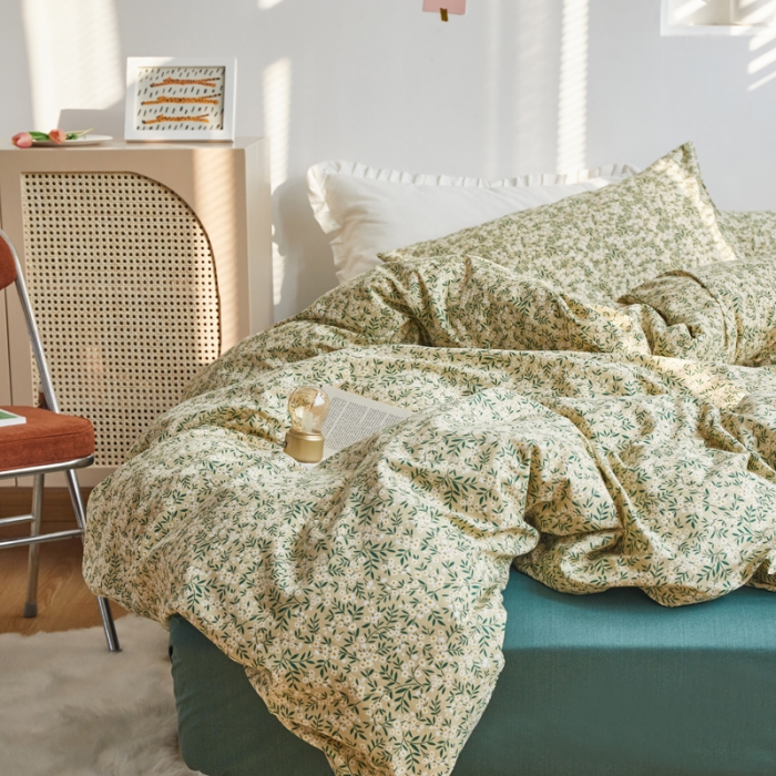 91家纺网 家纺一手货源 找家纺 怡家居 2021新款小碎花全棉田园四件套 情动