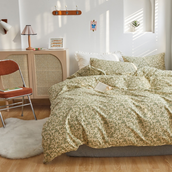 91家纺网 家纺一手货源 找家纺 怡家居 2021新款小碎花全棉田园四件套 情动