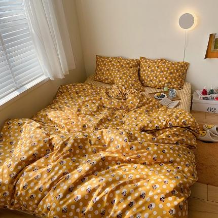 91家纺网 家纺一手货源 找家纺 尺素 2021新款Ins韩国博主系列单床单INS可爱黄