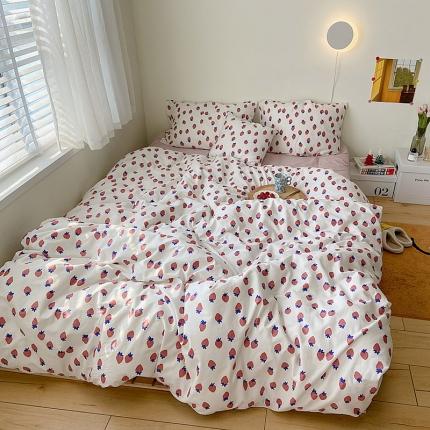 91家纺网 家纺一手货源 找家纺 尺素 2021新款Ins韩国博主系列单床单INS小草莓