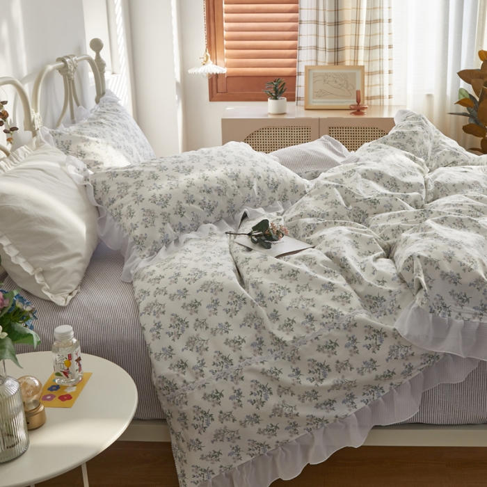 91家纺网 家纺一手货源 找家纺 怡家居 2021新款韩版全棉四件套 芳华