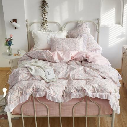 怡家居 2021新款韩版全棉四件套 粉诺