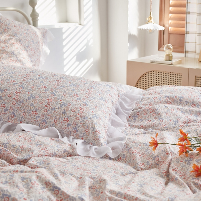 91家纺网 家纺一手货源 找家纺 怡家居 2021新款韩版全棉四件套 粉诺