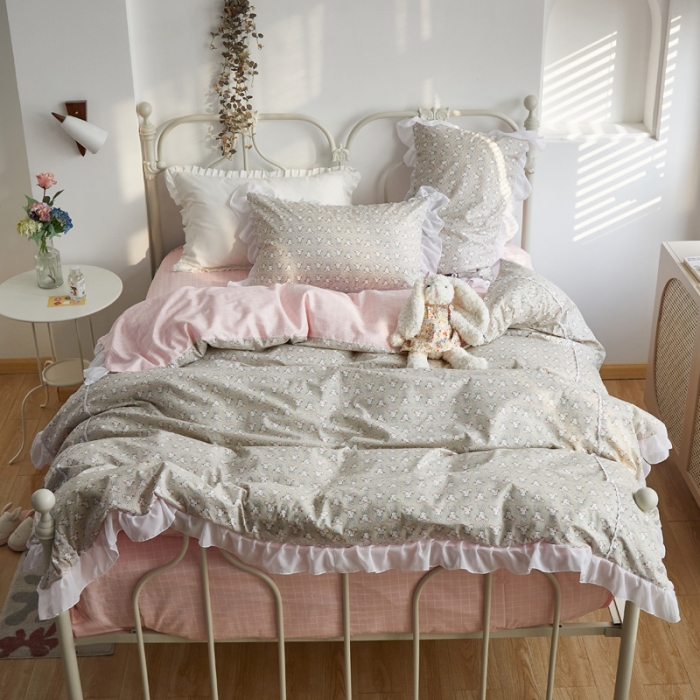 91家纺网 家纺一手货源 找家纺 怡家居 2021新款韩版全棉四件套 领结兔