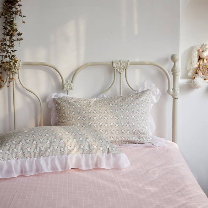 91家纺网 家纺一手货源 找家纺 怡家居 2021新款韩版全棉四件套 领结兔