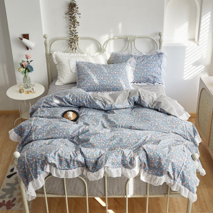 91家纺网 家纺一手货源 找家纺 怡家居 2021新款韩版全棉四件套 圣安娜