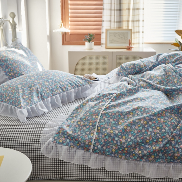 91家纺网 家纺一手货源 找家纺 怡家居 2021新款韩版全棉四件套 圣安娜