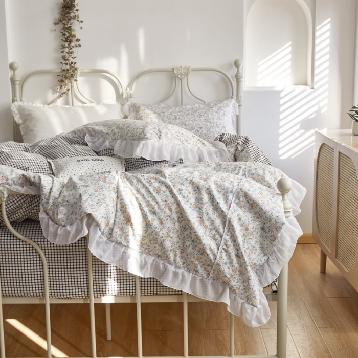 91家纺网 家纺一手货源 找家纺 怡家居 2021新款韩版全棉四件套 悦颜