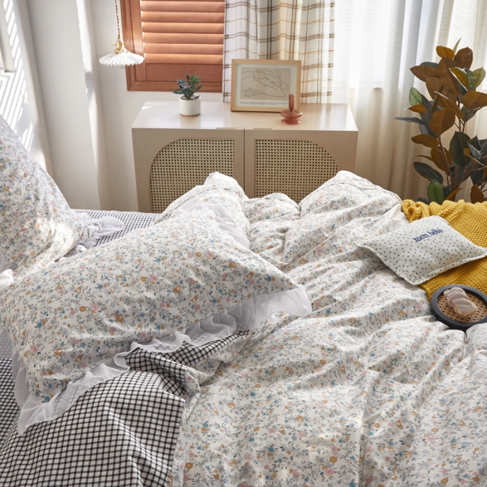 91家纺网 家纺一手货源 找家纺 怡家居 2021新款韩版全棉四件套 悦颜