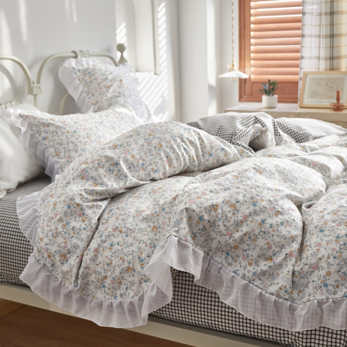 91家纺网 家纺一手货源 找家纺 怡家居 2021新款韩版全棉四件套 悦颜